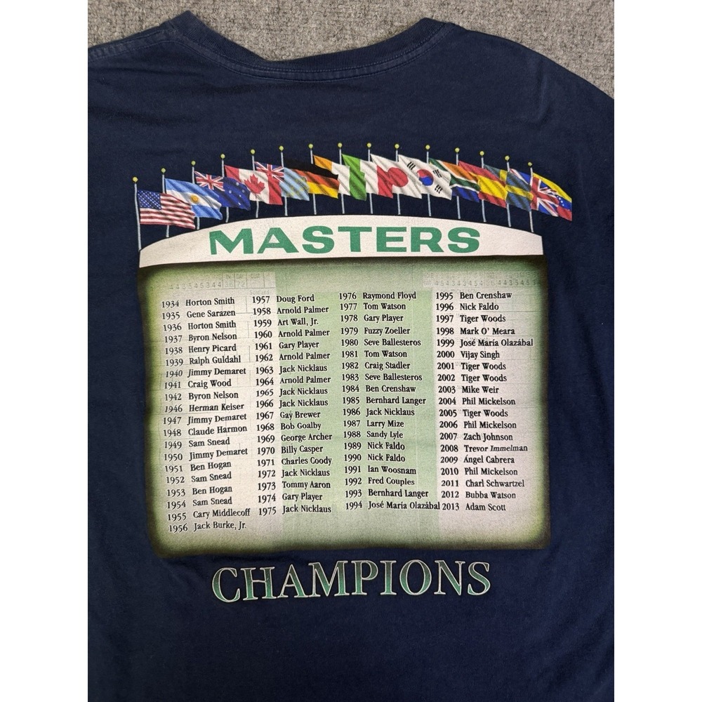 The Masters Golf Tournament 2014 T-Shirt 1934-2013 Champions List Size XXL Blue